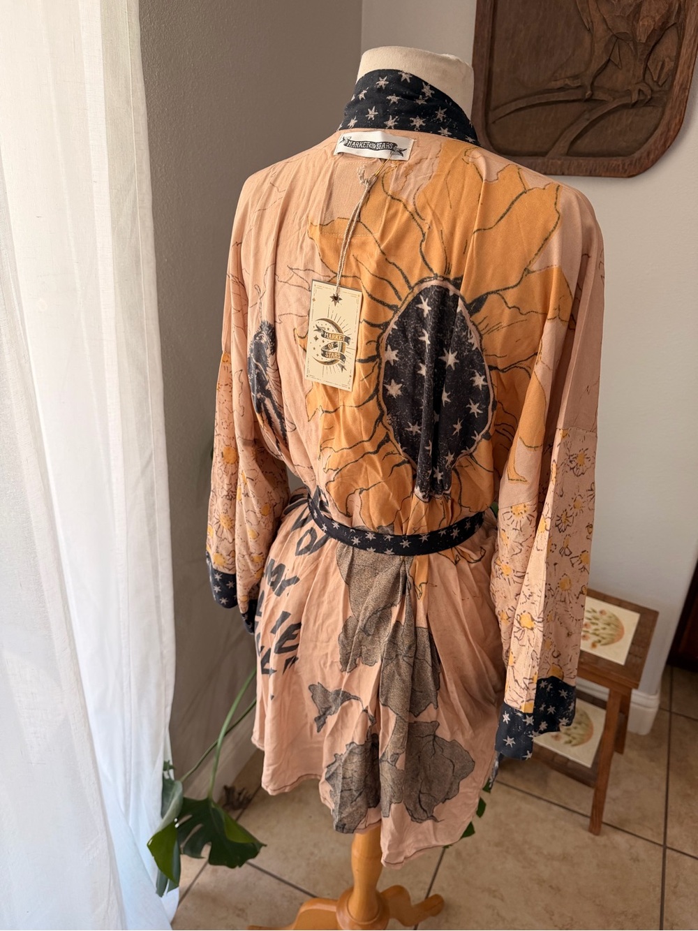 Market of Stars Floral Star Kimono Robe Duster NWT